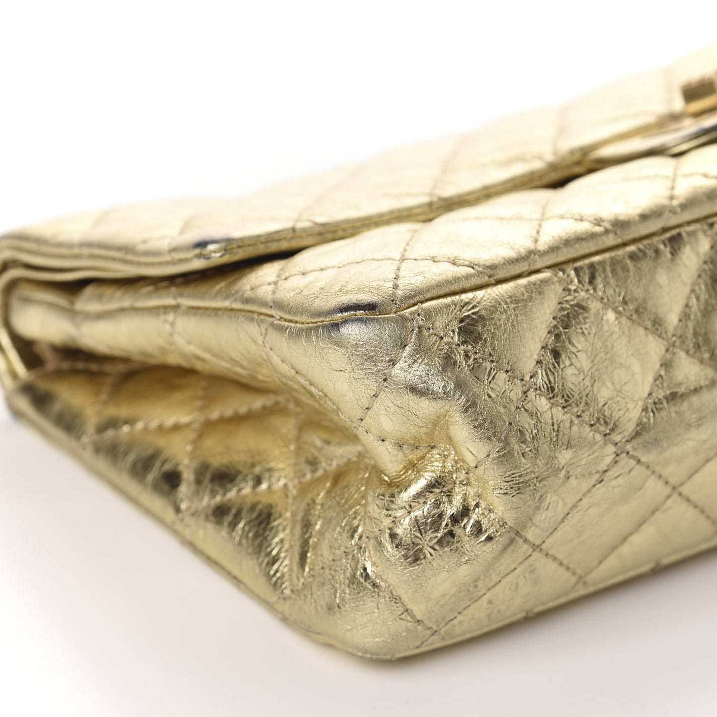 Metallic Aged Calfskin Quilted 2.55 Reissue 225 Flap Gold