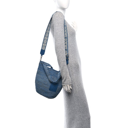 Loewe Raffia Mini Slit Tote Bag Blue 2 of 9