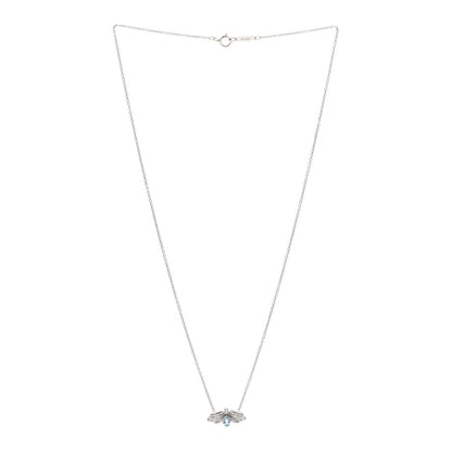 Tiffany Platinum Diamond Aquamarine Paper Flowers Firefly Pendant Necklace 3 of 5