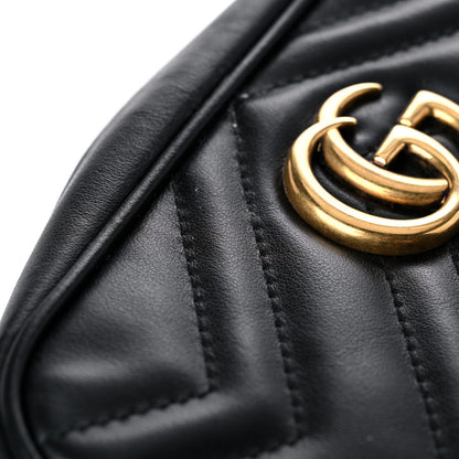 Gucci Calfskin Matelasse Mini GG Marmont Chain Shoulder Bag Black 7 of 17