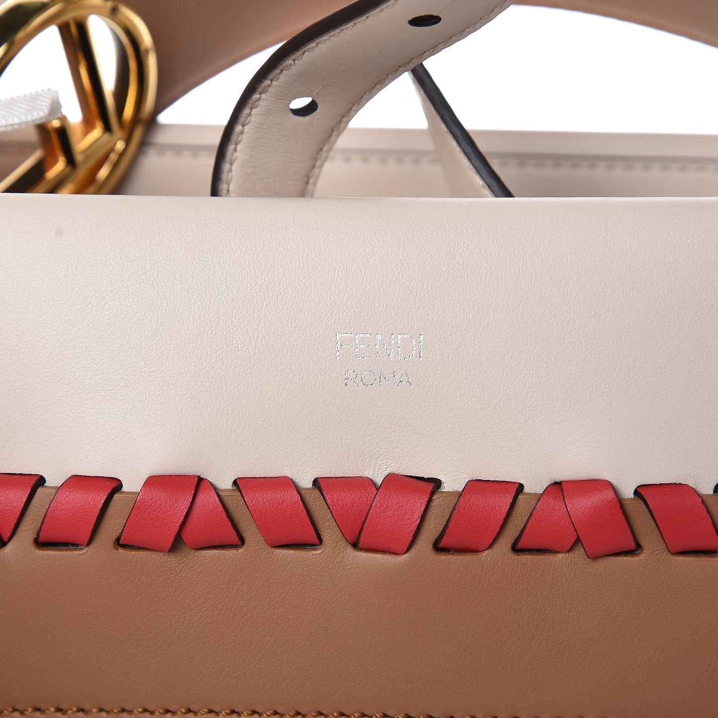 Vitello Century F is Fendi Whipstitch Bi-Color Small Runaway Satchel Camelia Orzo Multicolor