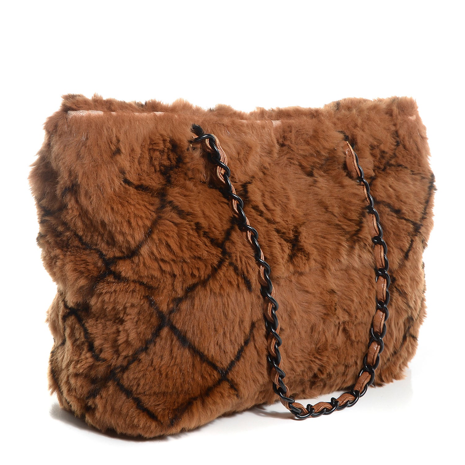 Chanel Lapin Fur Quilt Pattern Tote Brown 3 of 9