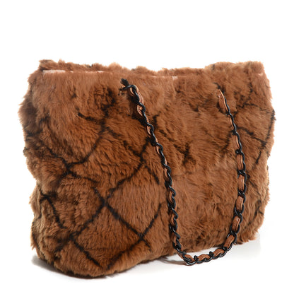 Chanel Lapin Fur Quilt Pattern Tote Brown 3 of 9