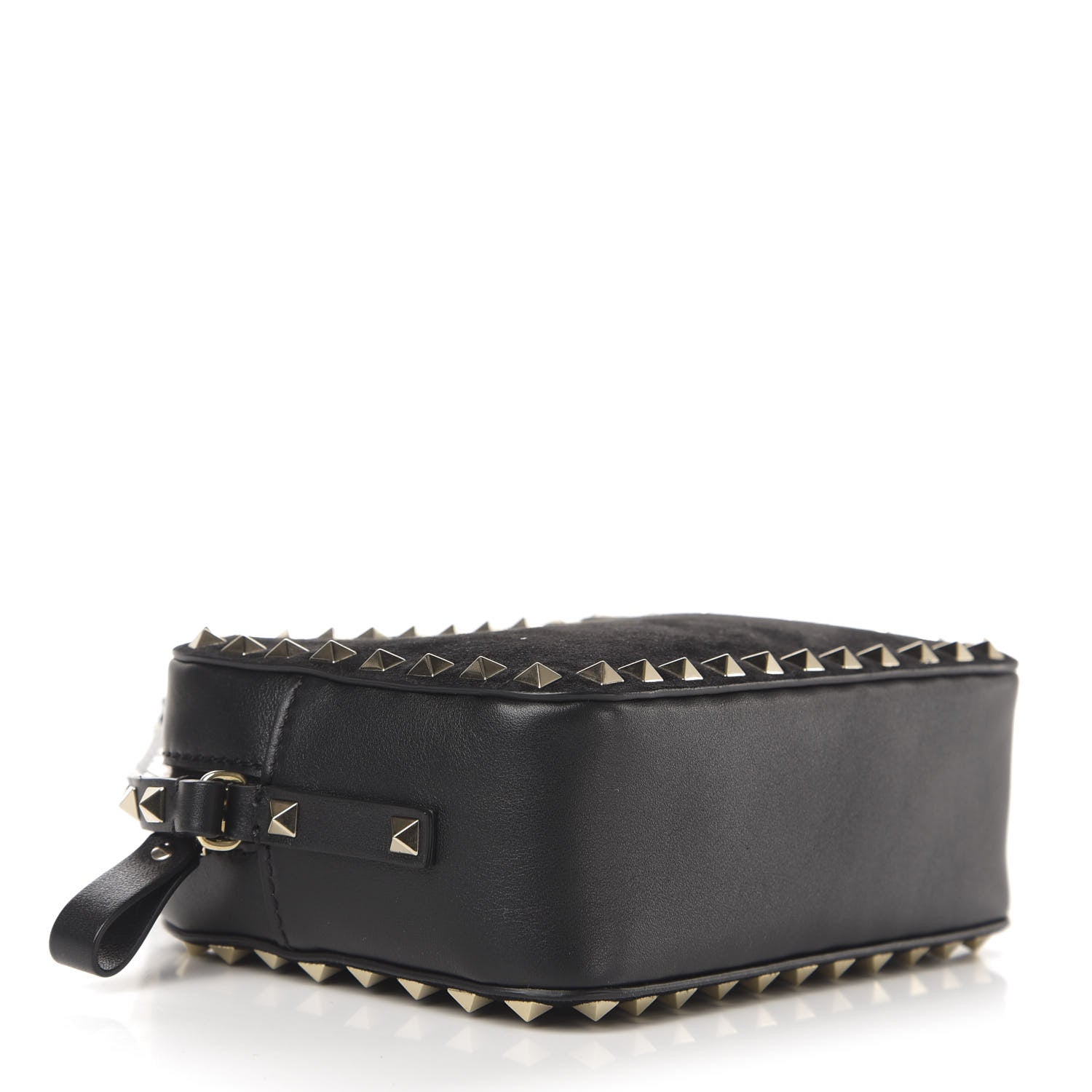 Valentino Garavani Calfskin Suede Rockstud Camera Crossbody Bag Black 4 of 9