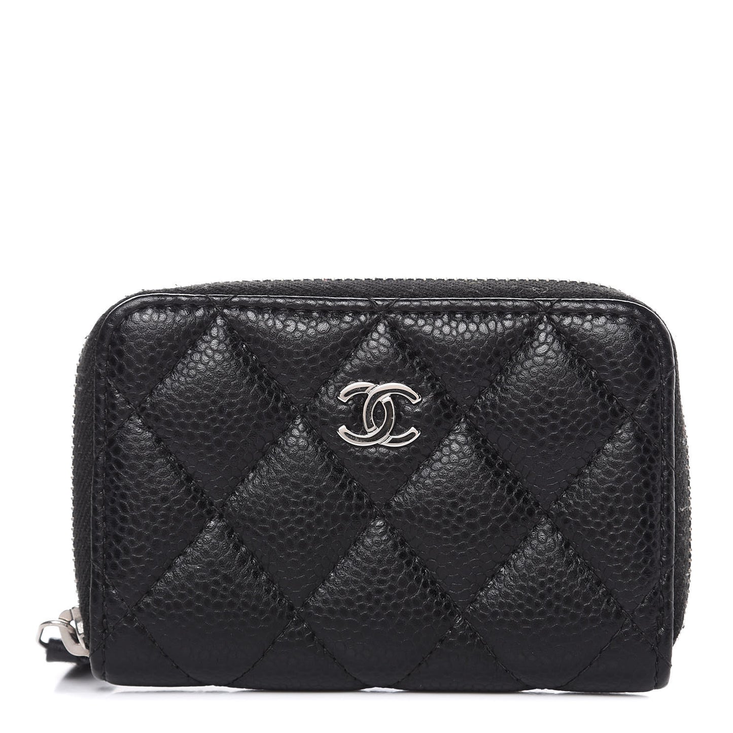 Caviar Quilted Zip Coin Purse Black