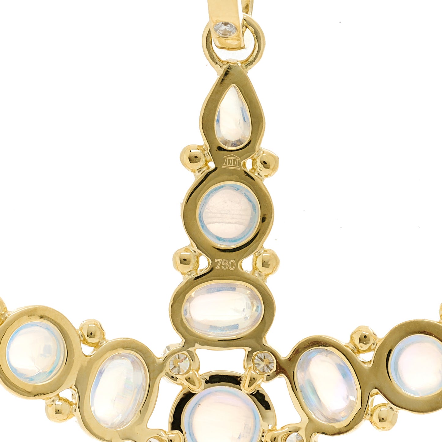 18K Yellow Gold Diamond Blue Moonstone Large Sea Star Pendant