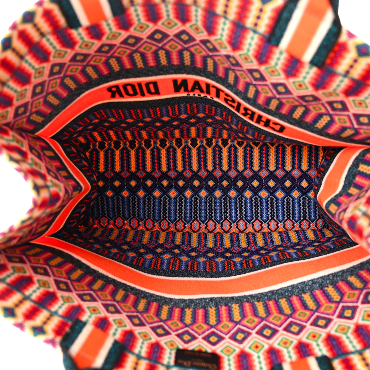 Canvas Embroidered Large Book Tote Orange Multicolor