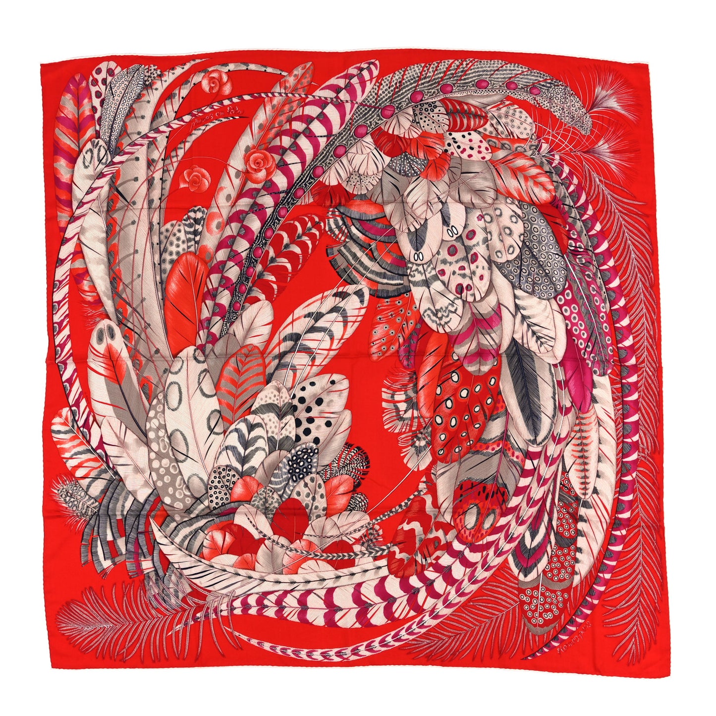 Cashmere Silk Plumes En Fete Shawl 140 Rouge Gris Fuchsia