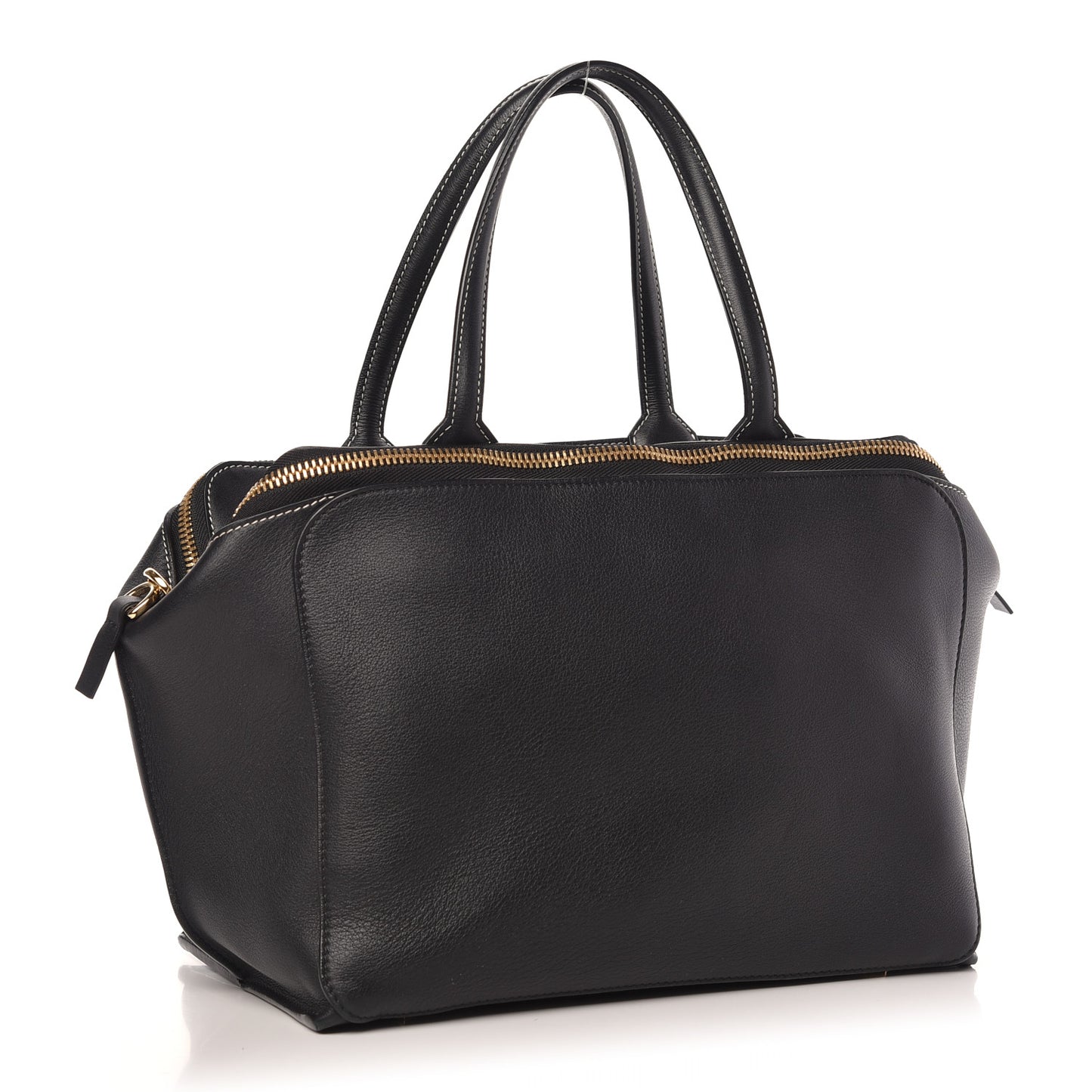 Calfskin Triple Zip Tote Black