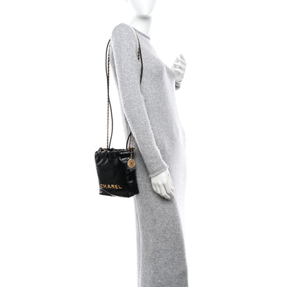 Chanel Shiny Crumpled Calfskin Quilted Pearl Mini Chanel 22 Black 2 of 11
