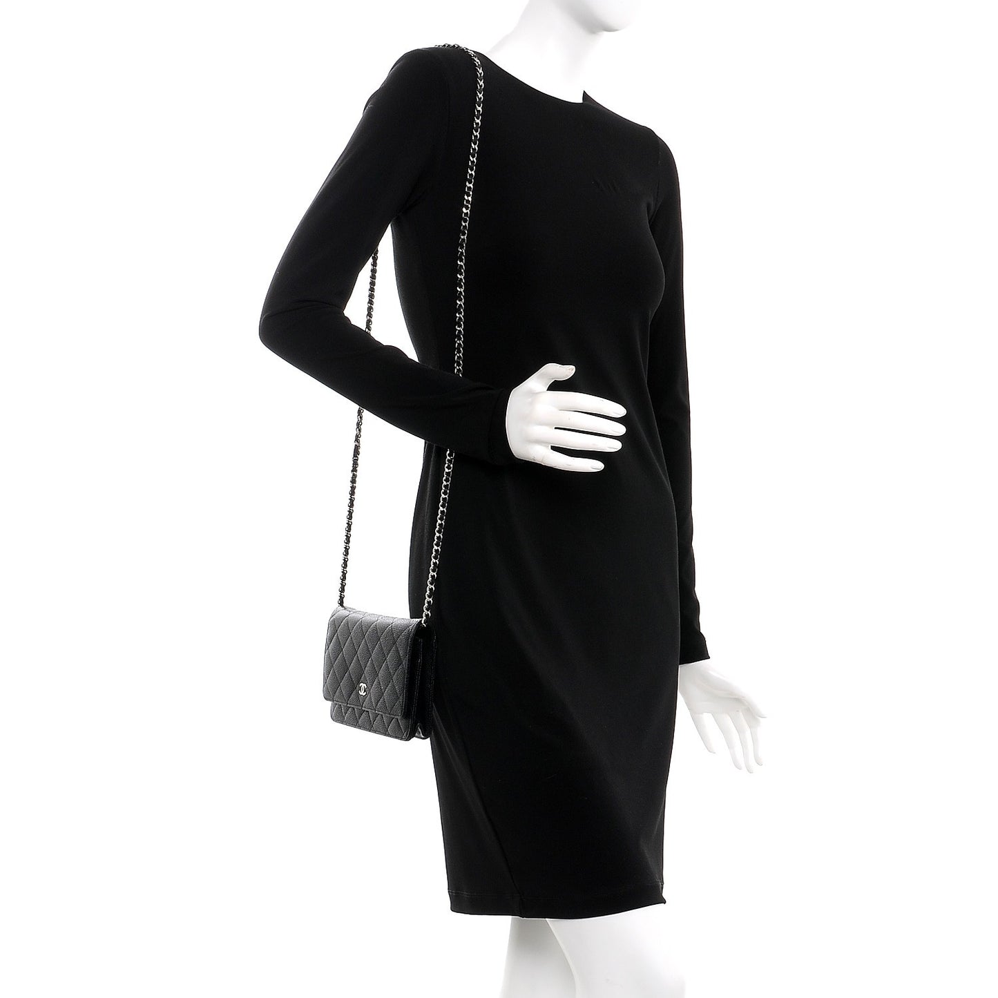 Caviar Quilted Wallet On Chain WOC Black