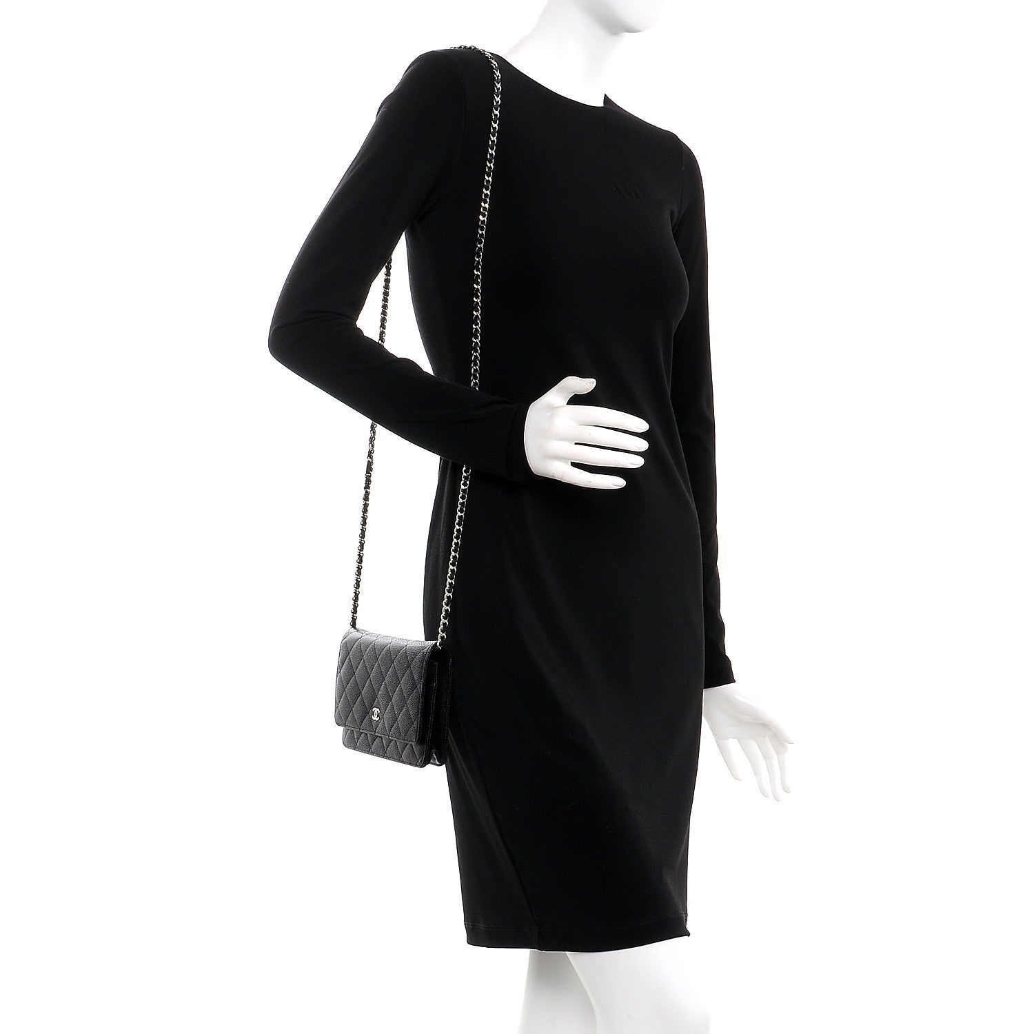 Chanel Caviar Quilted Wallet On Chain WOC Black 2 of 8
