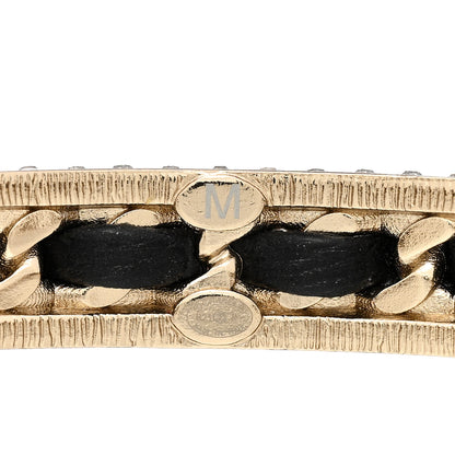 Chanel Metal Lambskin Crystal Chain CC Cuff M Black Gold 4 of 4