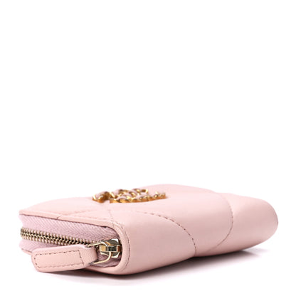 Chanel Lambskin Quilted 19 Zip Around Coin Purse Wallet Light Pink 4 of 12