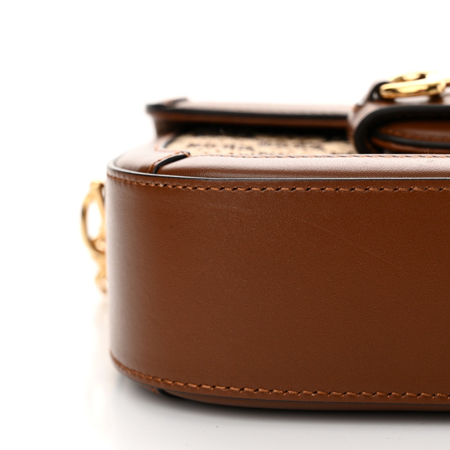 Gucci Canvas Calfskin Crystal GG Monogram Mini Horsebit 1955 Shoulder Bag Camel Ebony 13 of 13