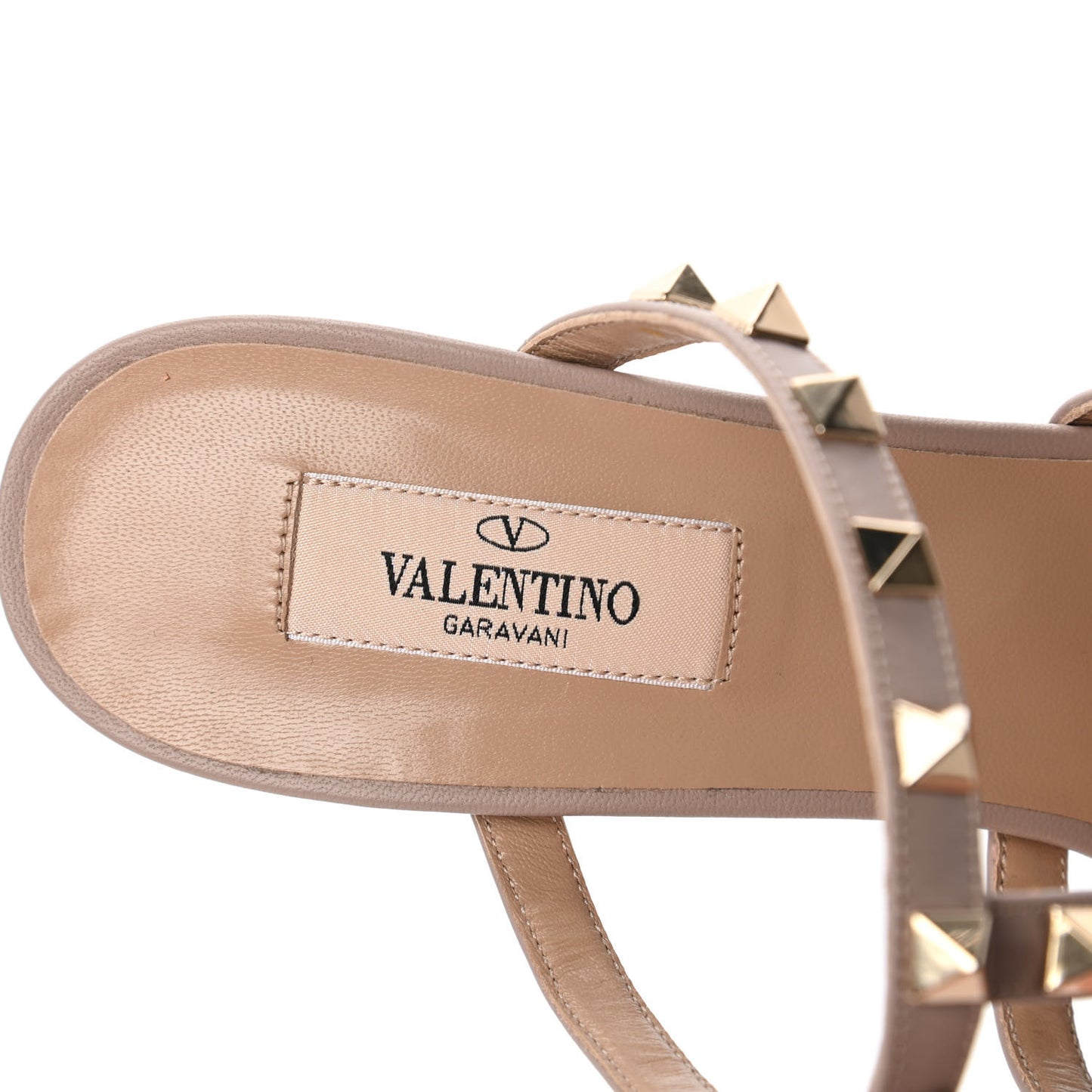 Calfskin Rockstud Caged Slide Sandals 40 Poudre