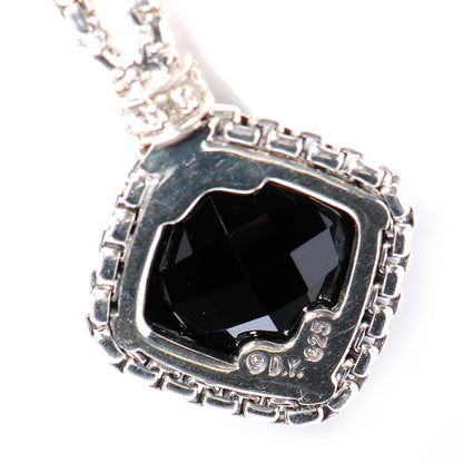 David Yurman Sterling Silver Black Onyx White Sapphires Drop Earrings 3 of 5