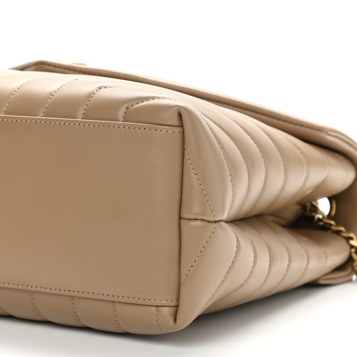 Calfskin Y Quilted Monogram Medium Loulou Chain Satchel Dark Beige