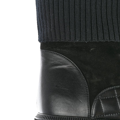 Chanel Suede Lambskin Calfskin Knit Womens Ankle Boots 37.5 Black 8 of 8