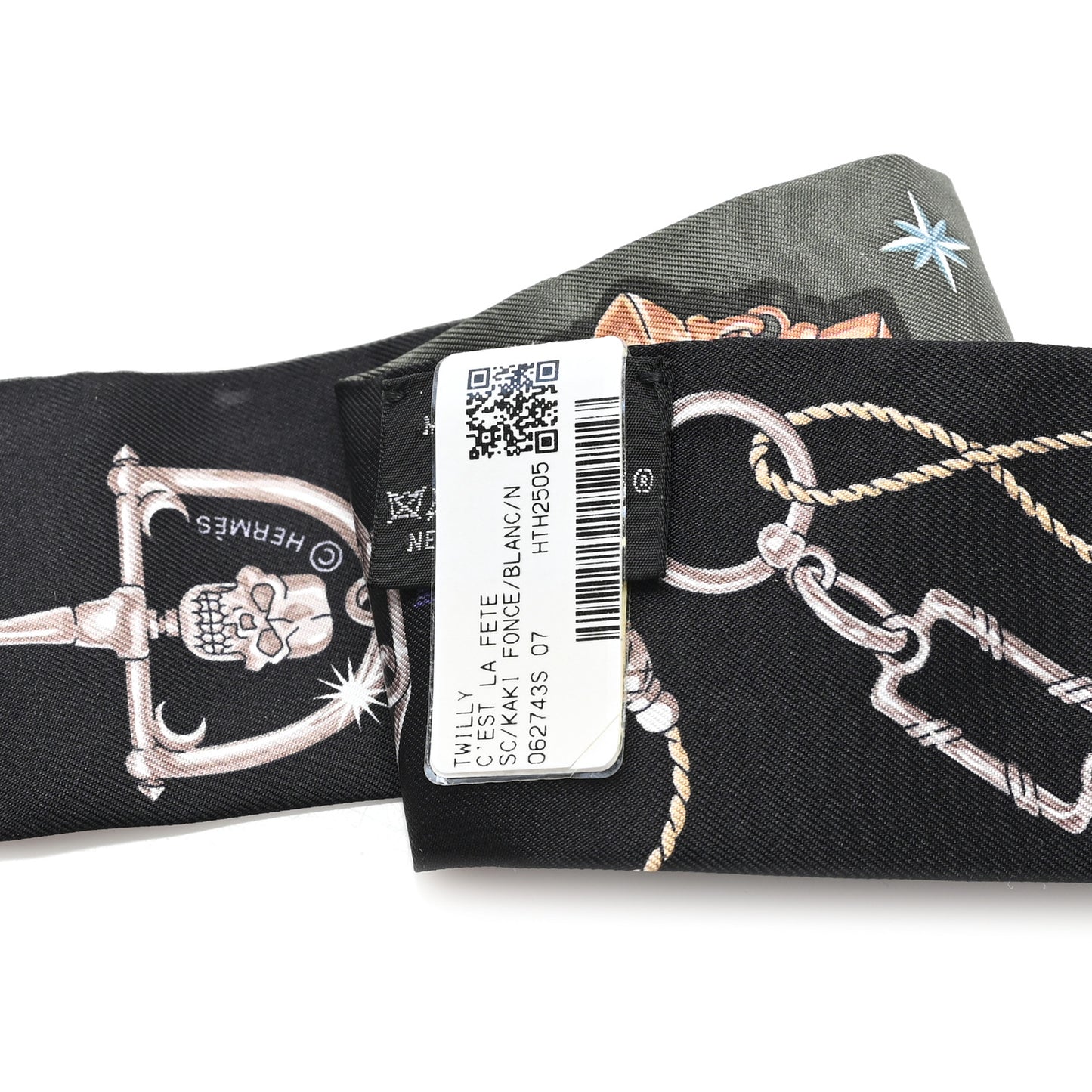 Silk C'est la Fete Twilly Kaki Fonce White Black