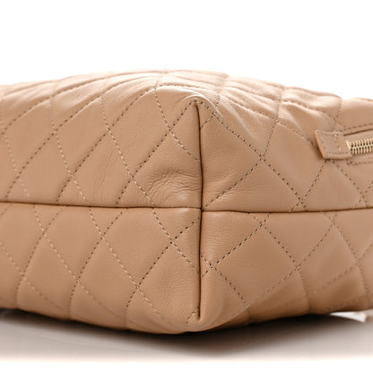 Chanel Calfskin Quilted Small Bowling Bag Beige 9 of 9