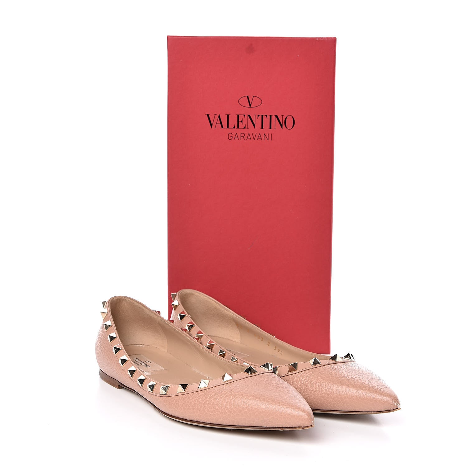 Valentino Garavani Pebbled Calfskin Rockstud Ballerina Flats 39.5 Skin Sorbet 10 of 10