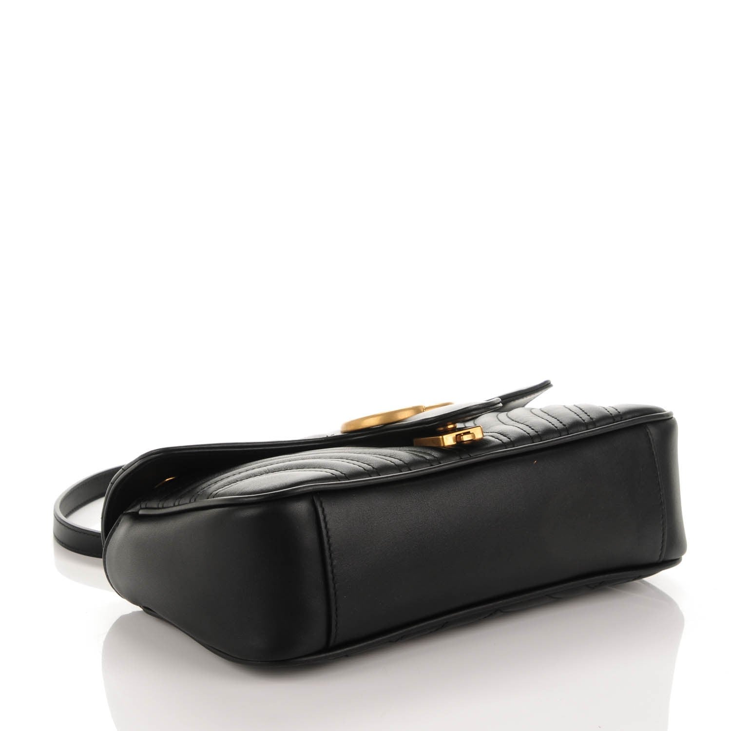 Gucci Calfskin Matelasse Small GG Marmont Shoulder Bag Black 4 of 7