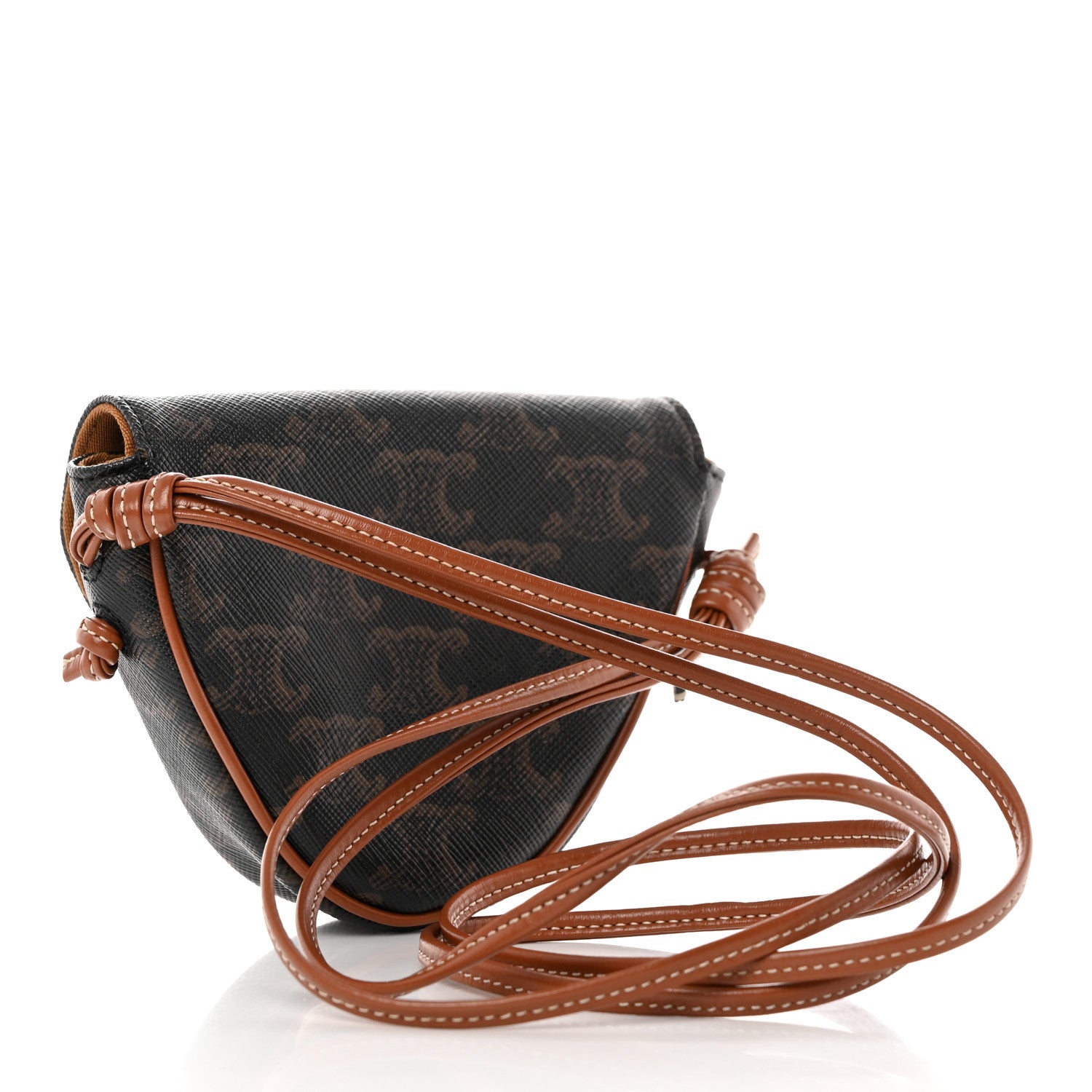 Celine Triomphe Canvas Mini Triangle Crossbody Bag Tan 3 of 8