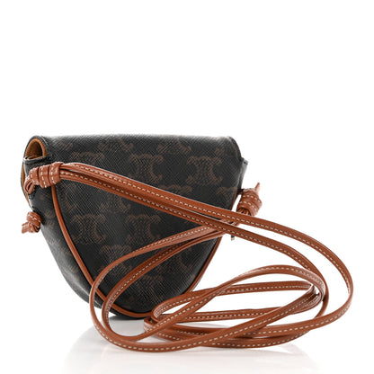 Celine Triomphe Canvas Mini Triangle Crossbody Bag Tan 3 of 8