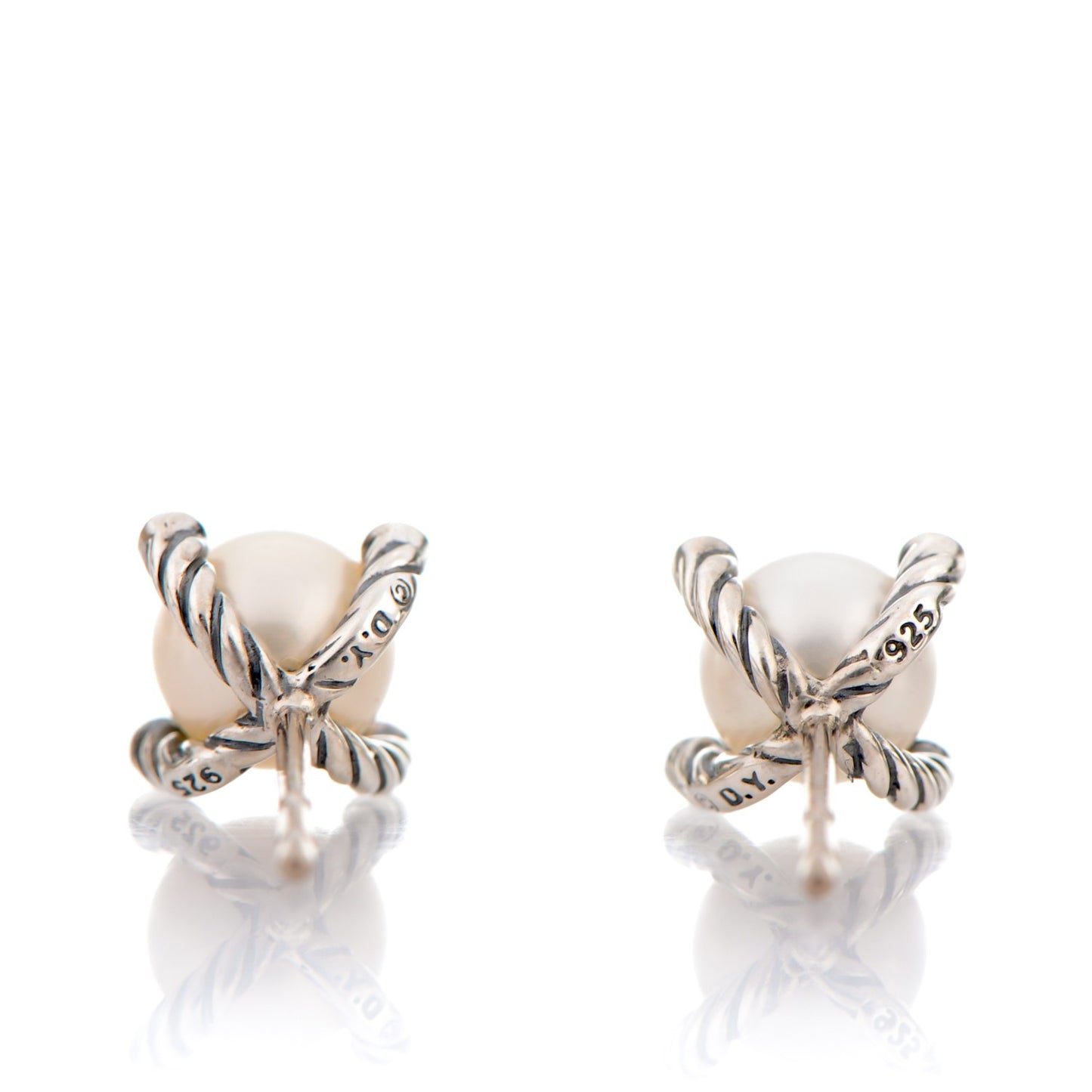 Sterling Silver Diamond Pearl 7mm Earrings