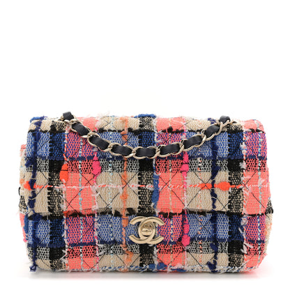 Chanel Tweed Quilted Mini Rectangular Flap Blue Orange Pink 1 of 12