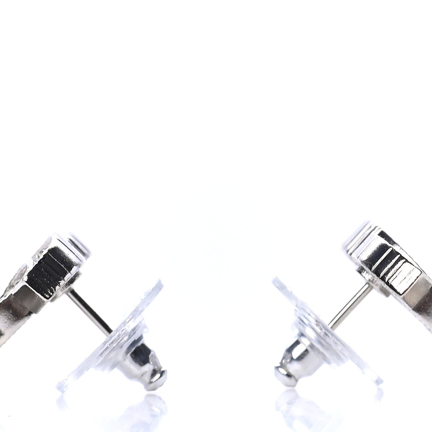 Chanel Crystal CC Earrings Silver 3 of 4