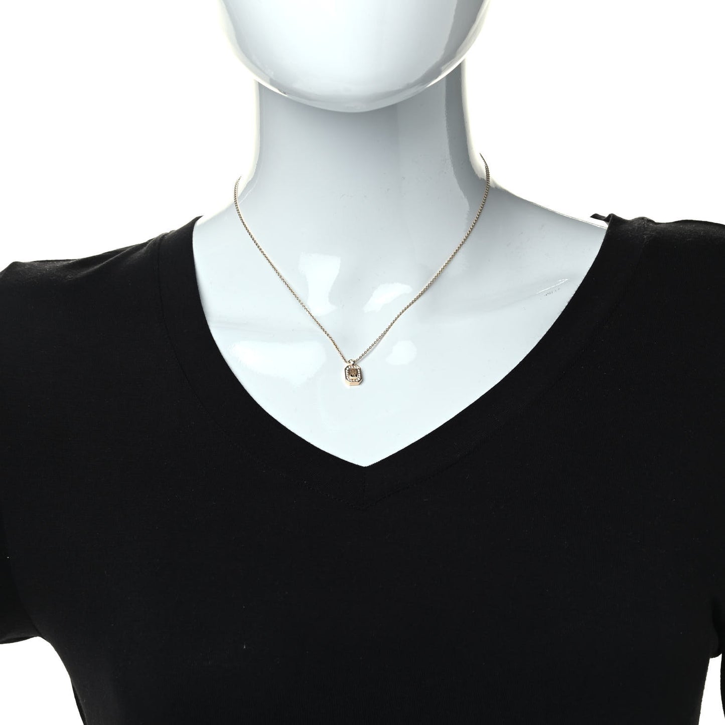 18K Yellow Gold Diamond HW Logo Pendant Necklace