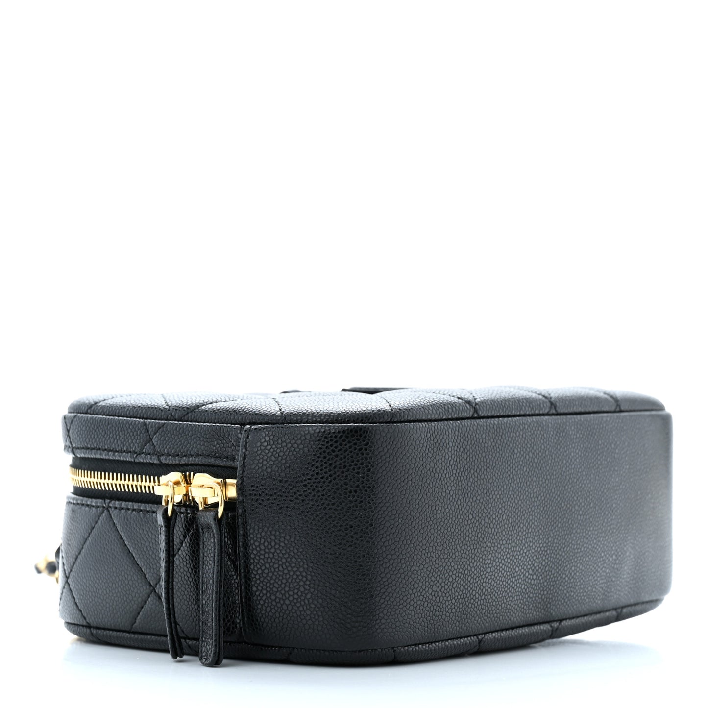 Caviar Quilted CC Small Top Handle Vanity Case Black