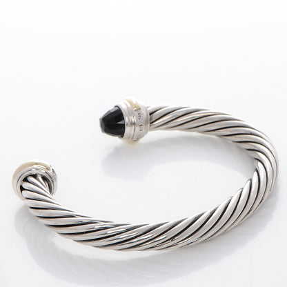David Yurman Sterling Silver 14K Yellow Gold Black Onyx 7mm Cable Classics Bracelet 3 of 5