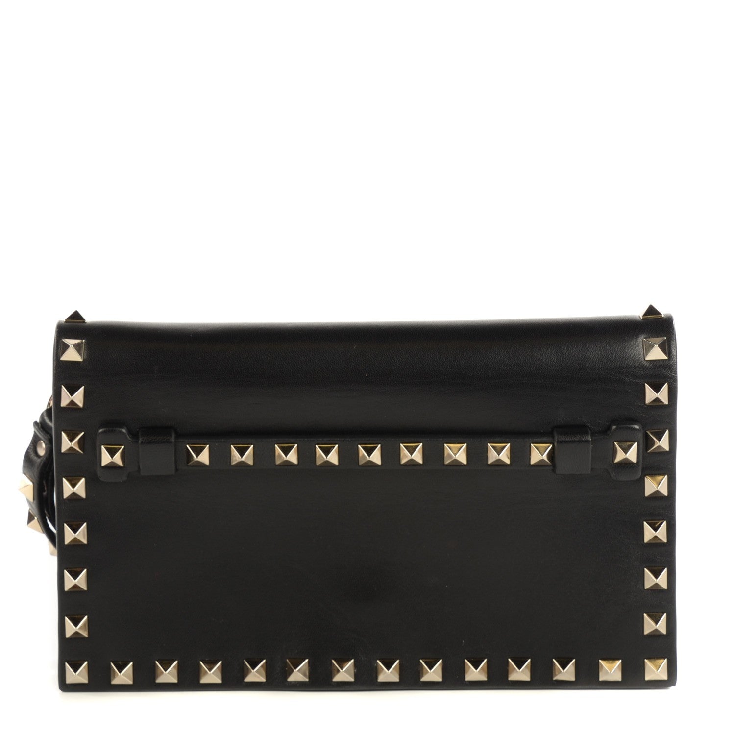 Valentino Garavani Nappa Small Rockstud Wristlet Clutch Black 1 of 8