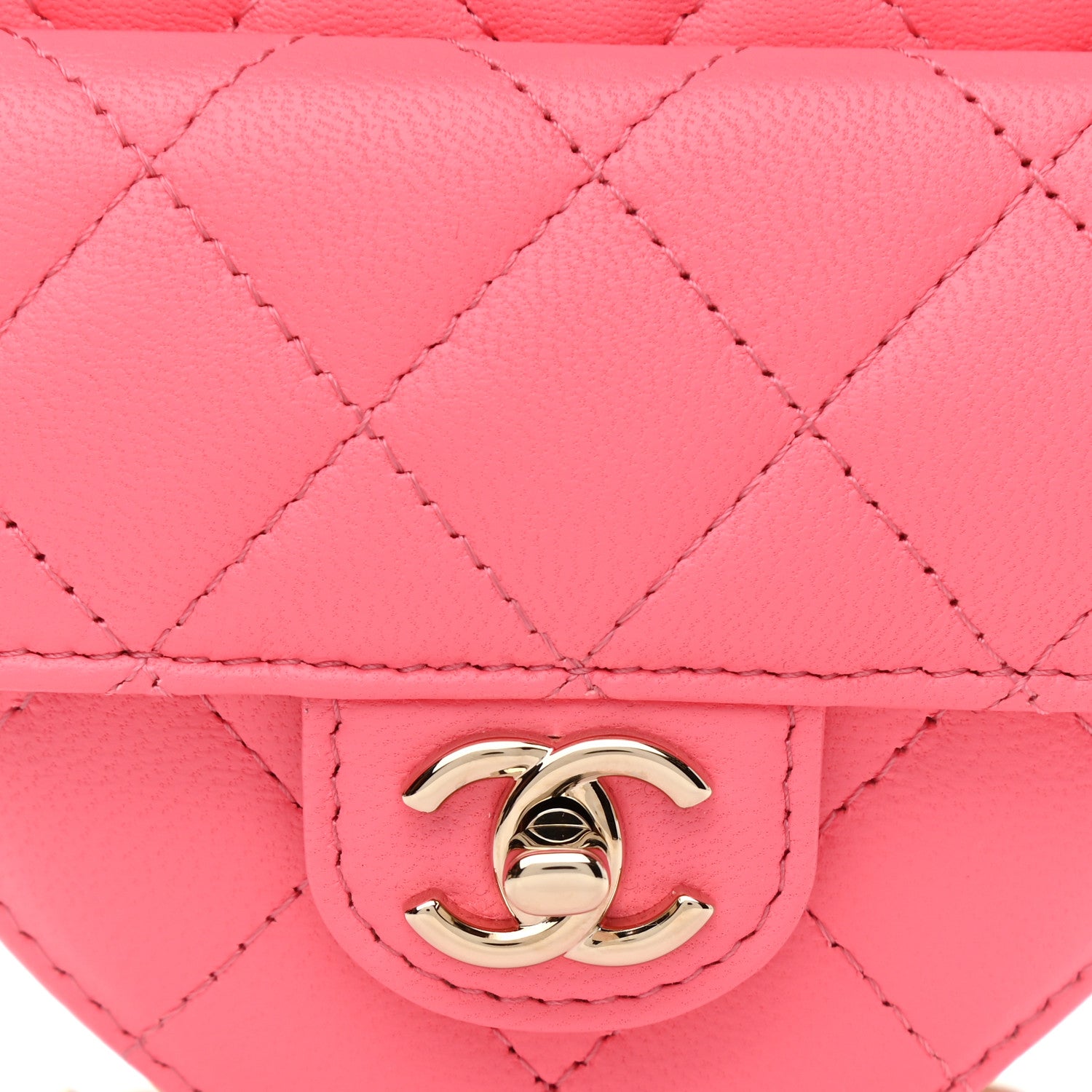 Chanel Lambskin Quilted CC In Love Heart Waist Belt Bag With Chain Pink 8 of 11