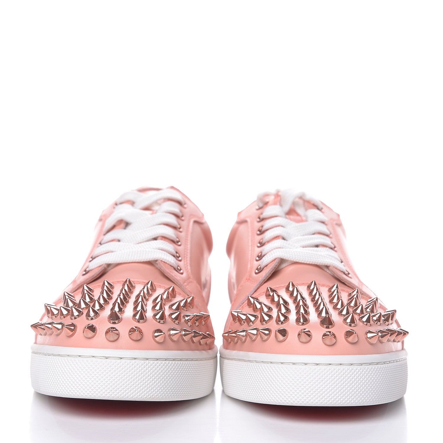 Christian Louboutin Calfskin Womens Vieira Spiked Flat Sneakers 38 Jupon Pink 2 of 9