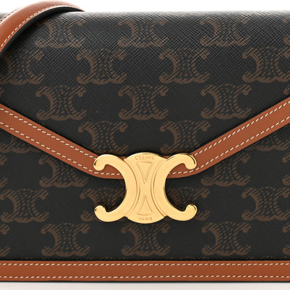 Celine Triomphe Canvas Calfskin Margo Wallet on Chain Tan 8 of 10