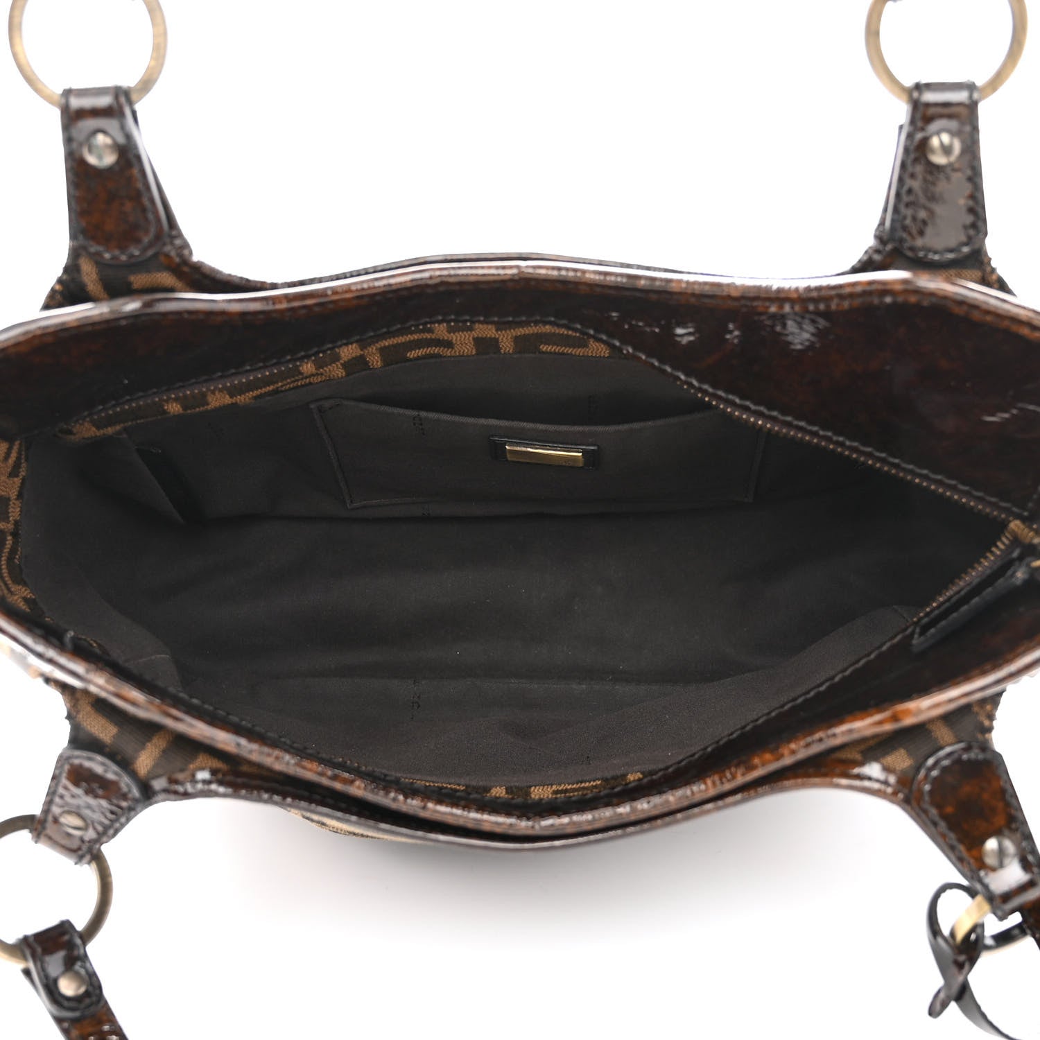 Fendi Zucca Patent Small Chef Shopping Tote Tobacco Moro 5 of 11