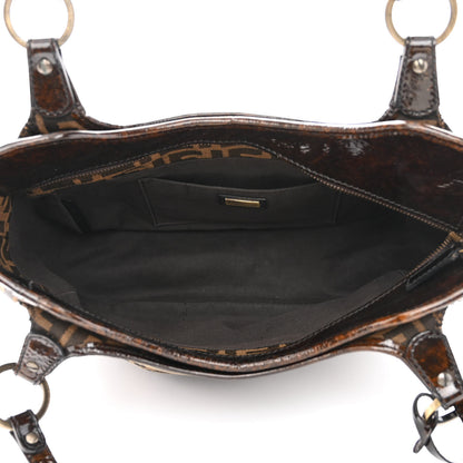 Fendi Zucca Patent Small Chef Shopping Tote Tobacco Moro 5 of 11