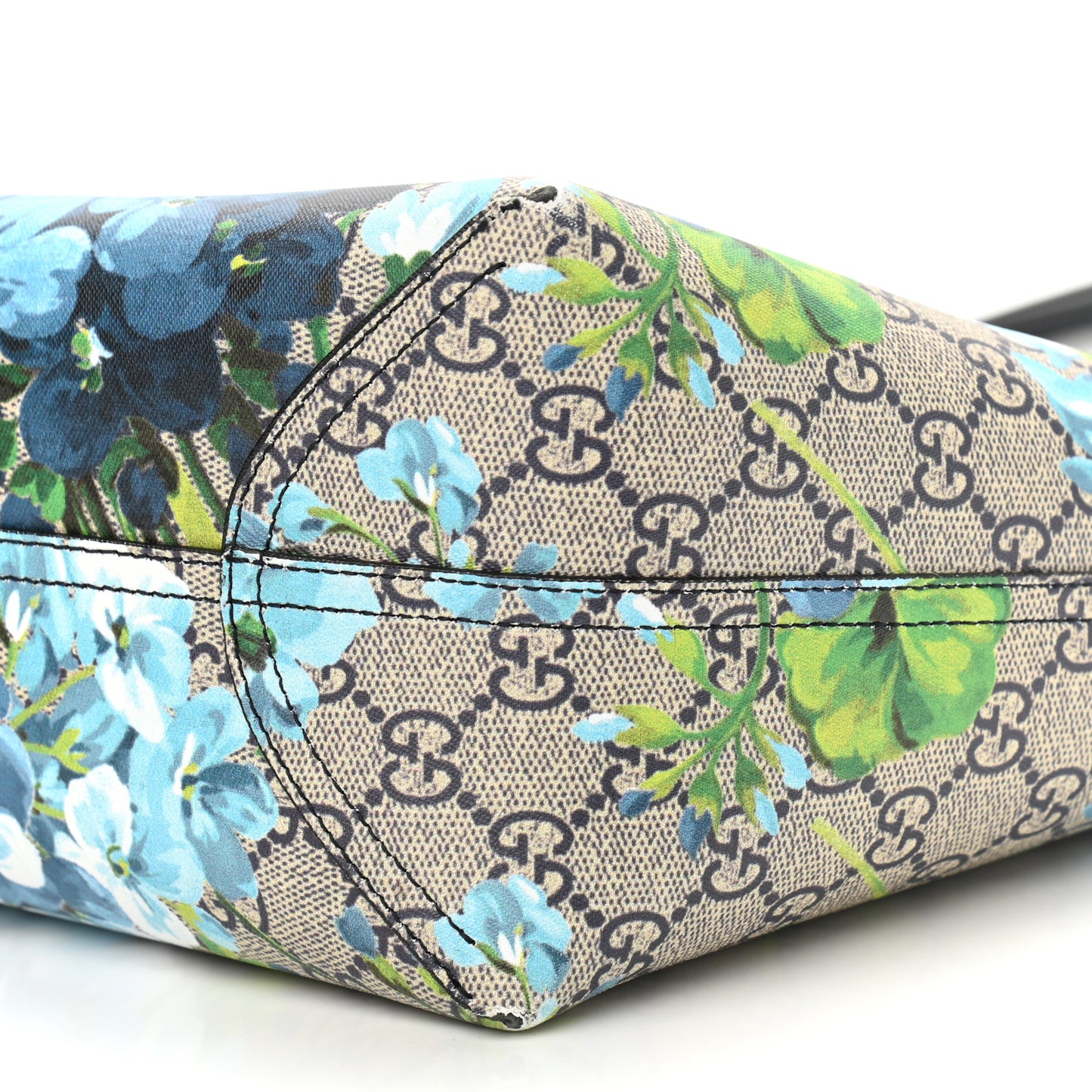 GG Supreme Monogram Blooms Medium Reversible Tote Beige Blue Navy