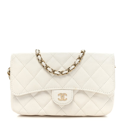 Chanel Lambskin Quilted Flap Phone Holder With Chain White 1 of 17