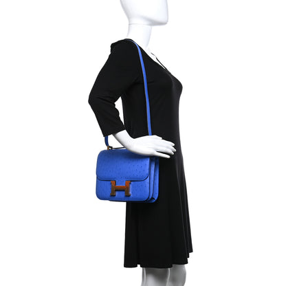 Hermes Ostrich Constance 24 Bleuet 2 of 9