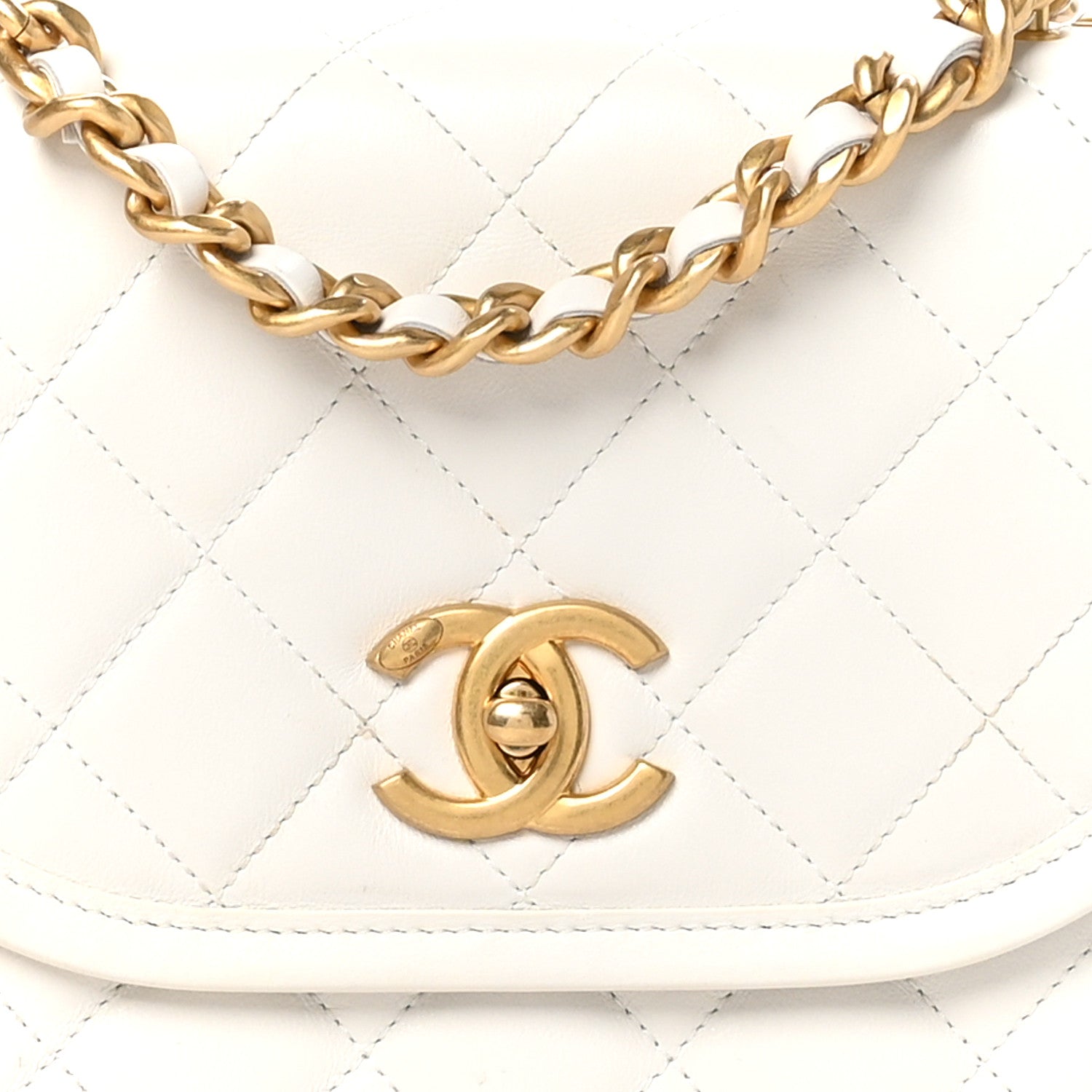 Chanel Lambskin Quilted Small Messenger Flap White 7 of 10