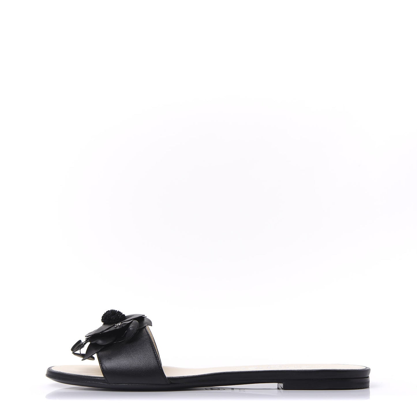 Lambskin Camellia Slides 37.5 Black