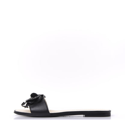 Chanel Lambskin Camellia Slides 37.5 Black 1 of 9