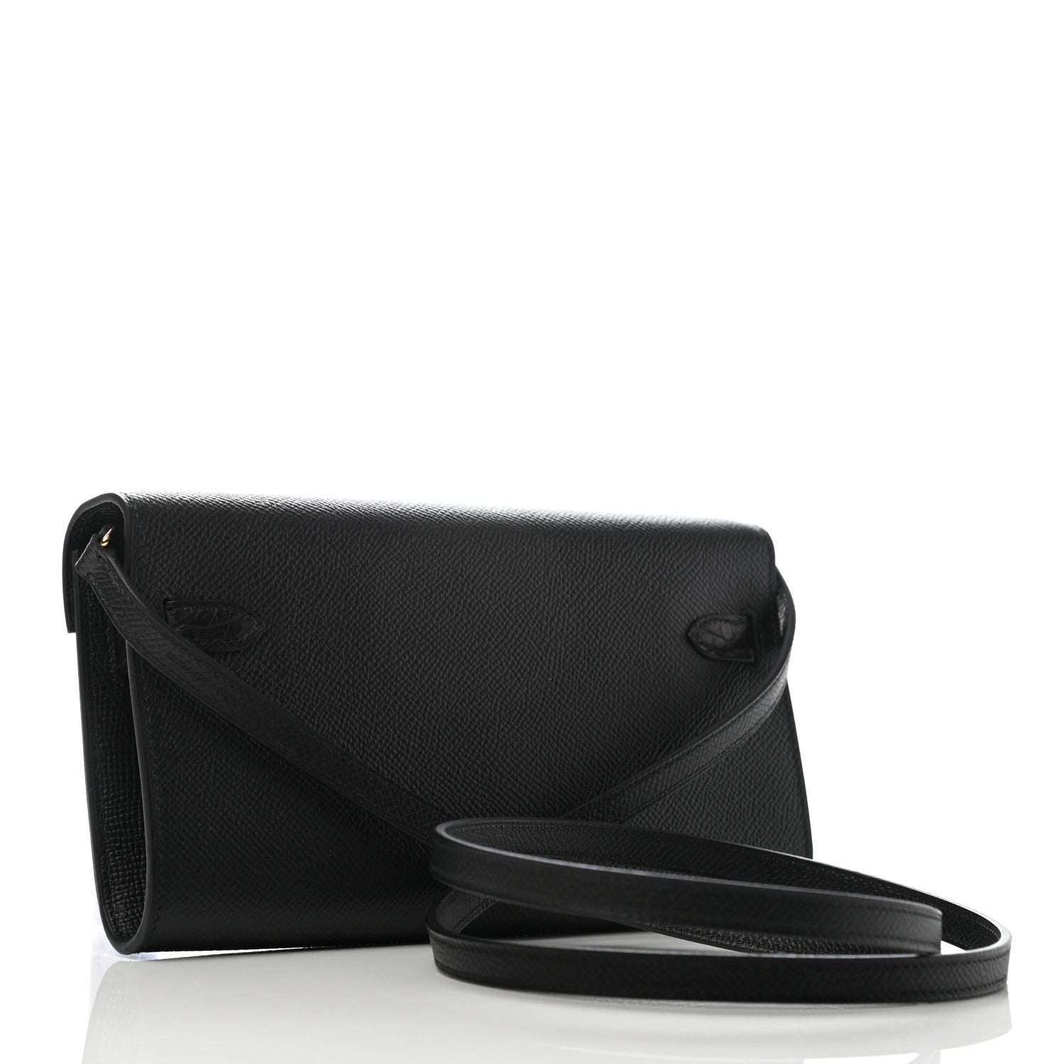Hermes Epsom Matte Alligator Touch Kelly Wallet To Go Black 3 of 9