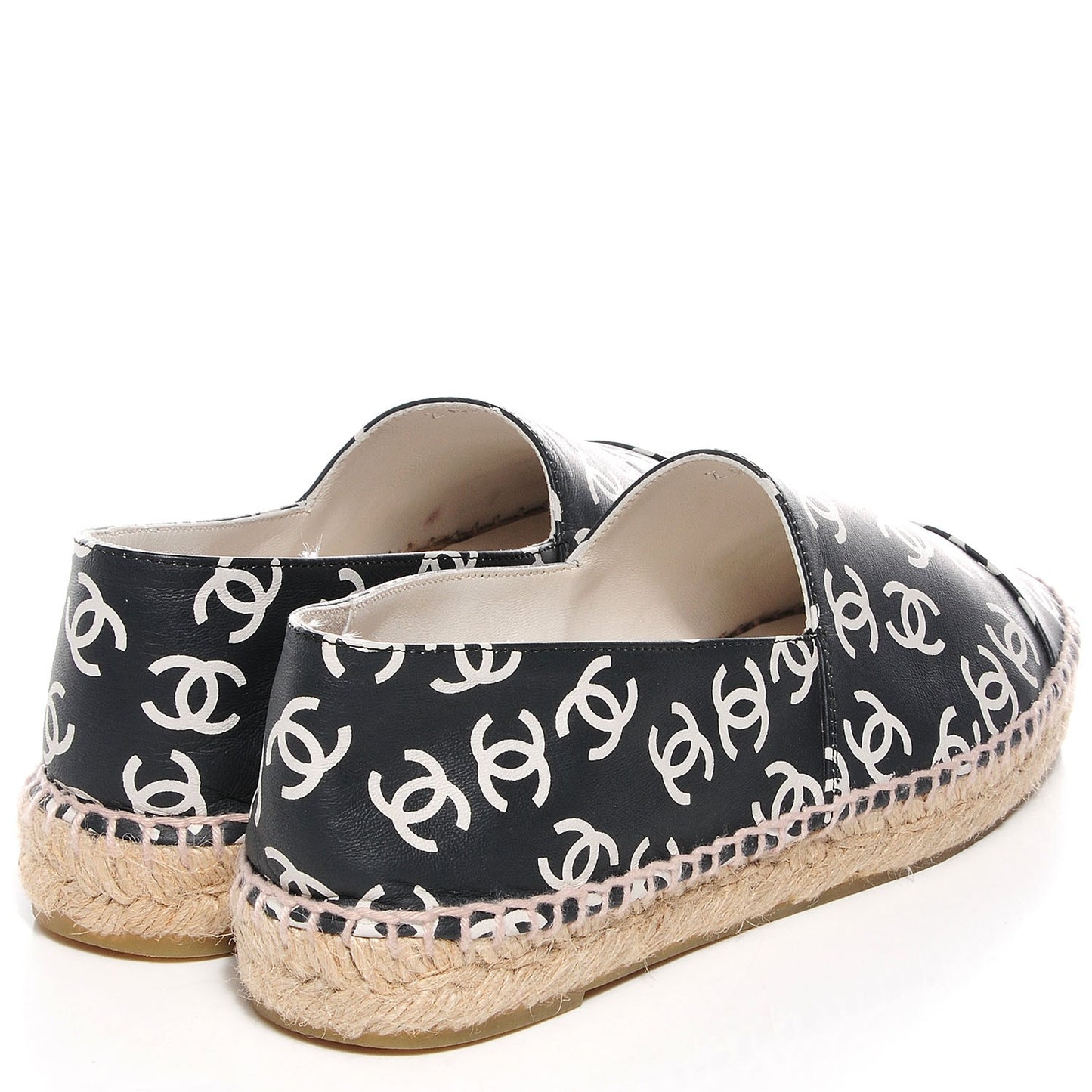 Lambskin Printed CC Espadrilles 38 Black White
