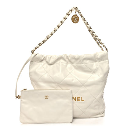 Chanel Shiny Calfskin Quilted Small Chanel 22 White 1 of 12